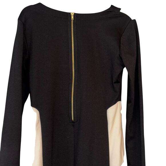 Corey P Color Block Dress NEW Zip Up Back 12 Slimming Design Black & Cream - Picture 5 of 10